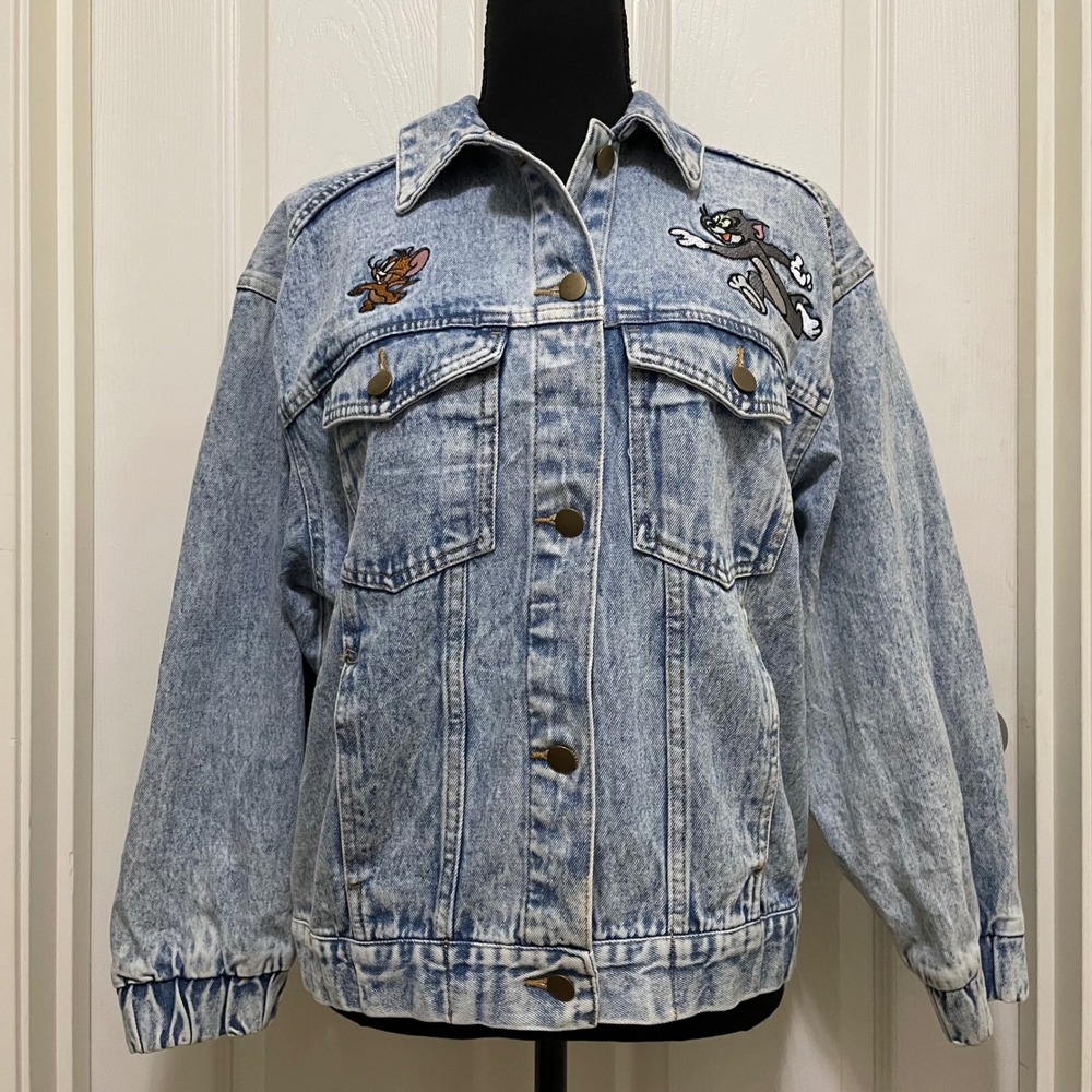 Divided‎ by H&M Tom and Jerry Warner Bros Jean Jacket Acid Wash Denim Cartoon XS